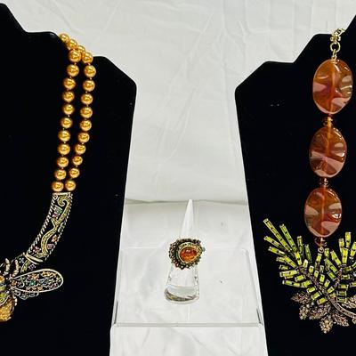 Heidi Daus Statement Necklaces w/Matching Size 5.5 Ring