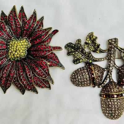 HEIDI DAUS Christmas Poinsettia / Autumn Artistry Pins Retired