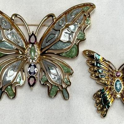 (2) Beautiful Bob Mackie Butterfly Pins