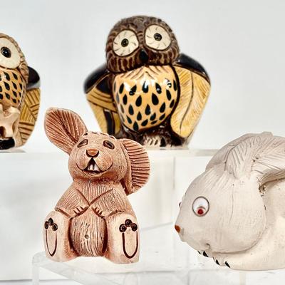 Artesania Rinconada Owl And Rabbit Figurines