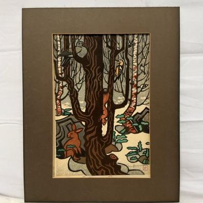 Woodblock Print, “Thawing”, By Shiro Kasamatsu