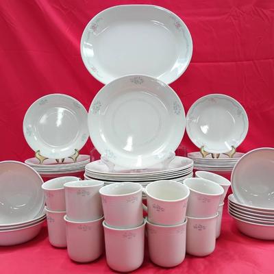 61pc Corelle "Lace Bouquet" And "English Breakfast" Collection