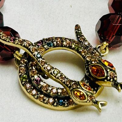 HEIDI DAUS Burgundy Bead SNAKE Toggle Bracelet