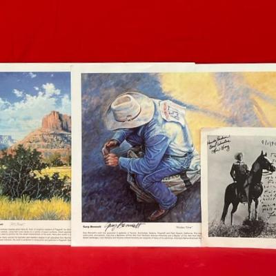 Signed Photograph Of Lew King W/ Western Scene Prints