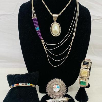 MOP & Stamped Sterling Jewelry