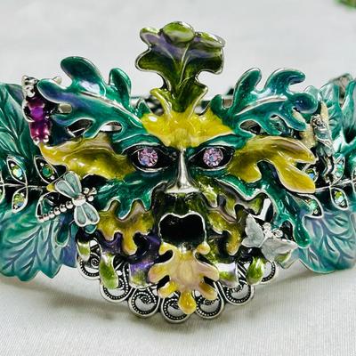 Kirks Folly Enchanted Forest Green Man Bracelet & Pendant/Brooch 