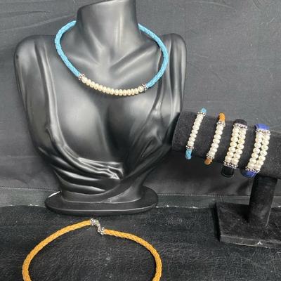 Honora Leather And Pearl Bracelets And Necklaces 