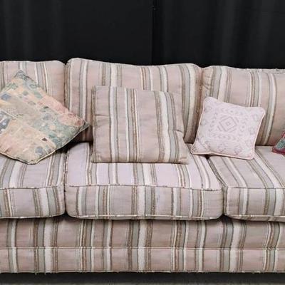 Mauve Striped Sofa w/Decor Pillows