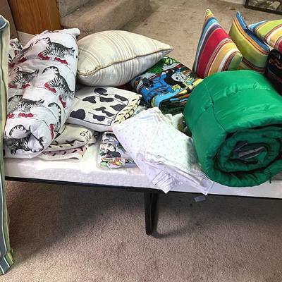 Folding Cot With  Mystery Lot Of Sleeping Things & More