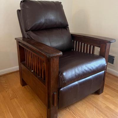 Push Back Recliner, Dark Brown Leather