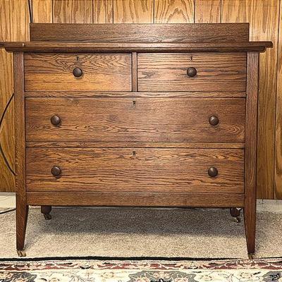 Vintage Oak 4 Drawer Sideboard