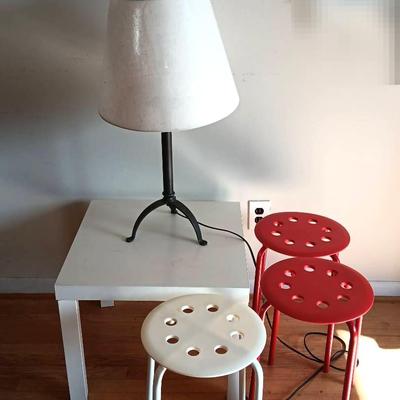 Table Lamp, Ikea Stools & Ikea Side Table 