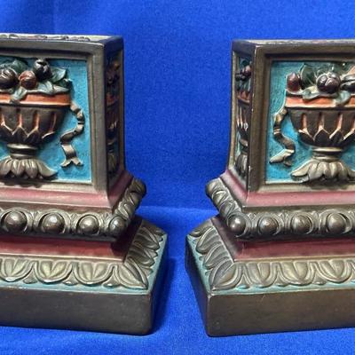 Metal Floral Urn Bookends