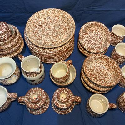 Roseville Brown Spongware Pottery 