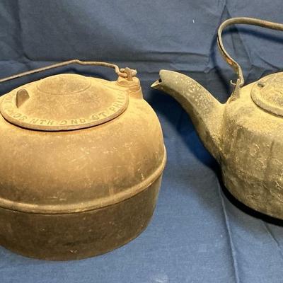 2 Vintage Cast Iron Teapots