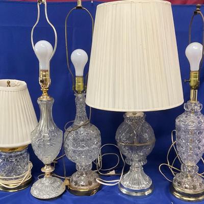Lot Of Nice Crystal And Brass Lamps Varying Sizes including Waterford 