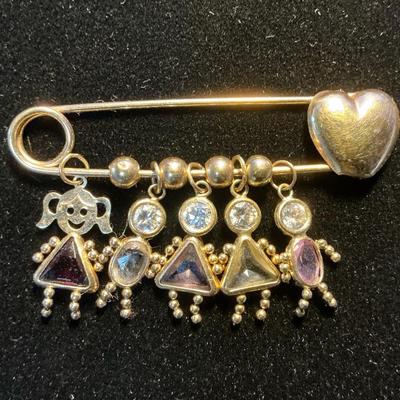 14k Gold Gemstone Charm Pin 