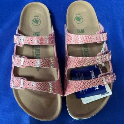 Birkenstock Florida Fresh Vegan Pink Snakeskin Slide Sandals Euro 38
