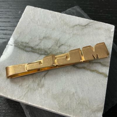 Men’s 14kt Gold “JJM” Tie Clip (14.62g)