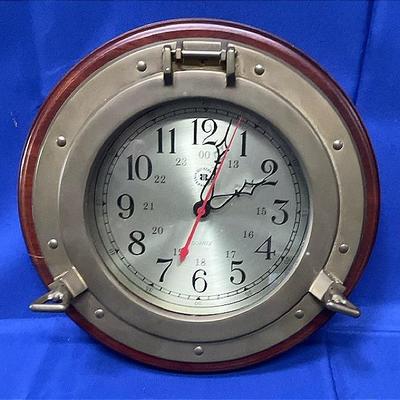 Vintage Bey Berk Porthole Wall Nautical Clock 13” Dia