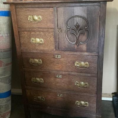 Antique Oak Chest of Drawers w/ Mirror