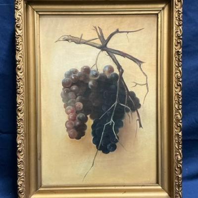 Vintage Grape Painting In Ornate Frame