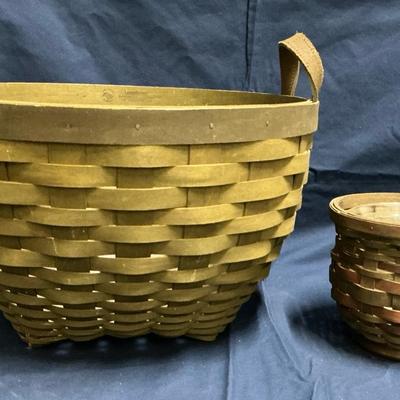 2 Green Longaberger Baskets - American Work, Collector Club Woodland