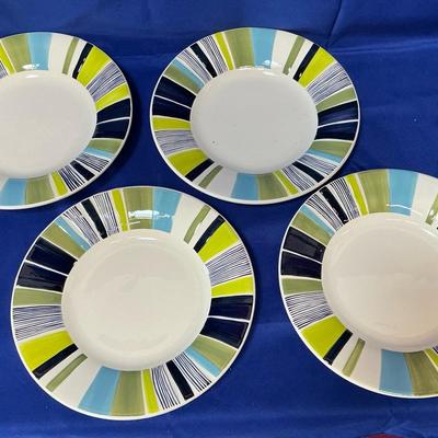 4 Pottery Barn Striped Sausalito Serving Plates