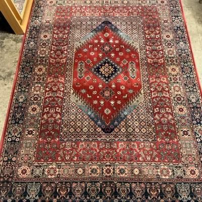 Red Oriental Pattern Wool Rug 7'9" x 5'6"