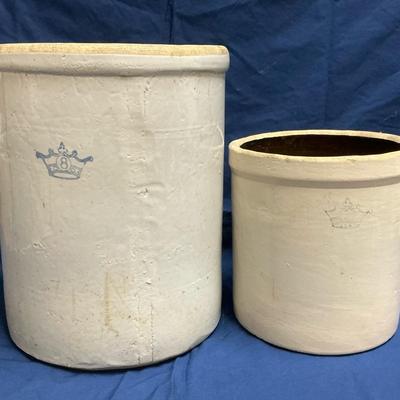 2 Robinson Ransbottom Large Stoneware Crocks