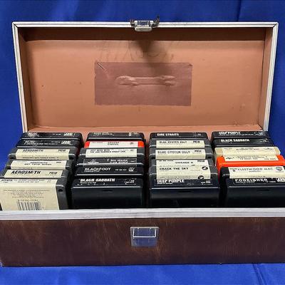 Vintage Collection Of 8 Track Tapes In Carrying Case
