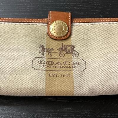 Coach Canvas And Leather “Stage Coach” Bi-fold Wallet 
