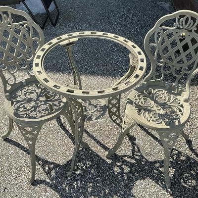 Midas-Lin Cast Iron Patio Table & 2 Chairs