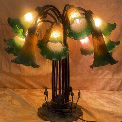 Tiffany Style Lily Lamp Bronze Base 