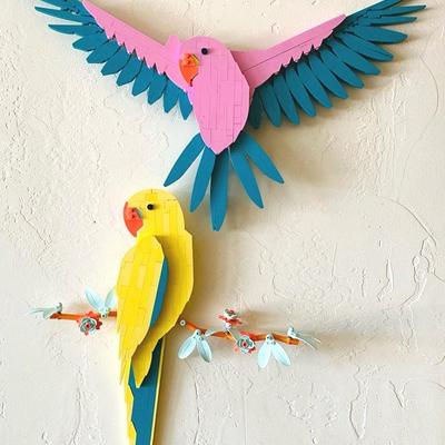 Assembled Lego Macaw Parrots 