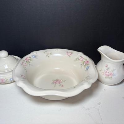 Pfaltzgraff Tea Rose Vegetable Bowl & Cream And Sugar Set