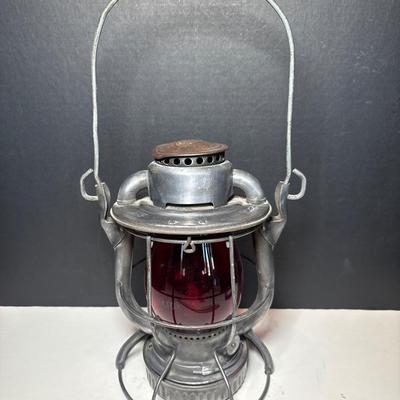 Vintage Dietz Vesta Railroad Lantern, Red Glob Etched N.H.R.R