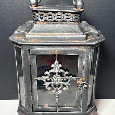 Rusty Iron Lantern W/Scroll Embellishments & Claw Feet
