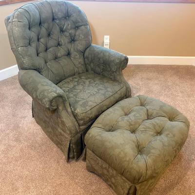 Green Floral Print La-Z-Boy Swivel Rocker w/ Ottoman