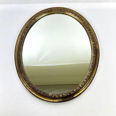Large Vintage Oval Mirror with Gold Edges
