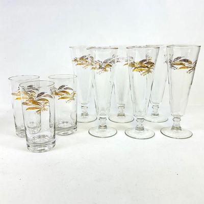 Vintage Homer Laughlin Gold Prairie Pilsner Glasses and Tumblers