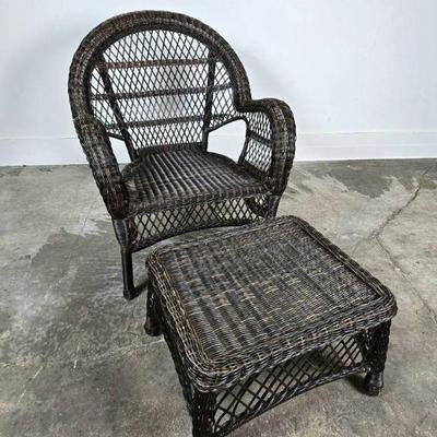 Pier 1 Resin Wicker Outdoor Chair & Ottoman