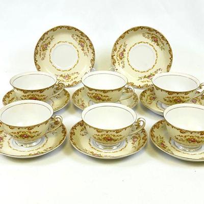 Antique Jyoto 6 Coffee / Tea Cups & 8 Saucers
