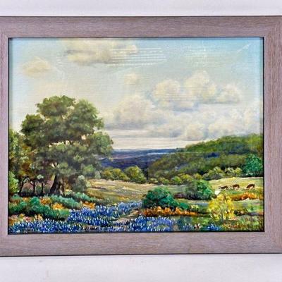 Vintage Texas Bluebonnet Oil Painting Signed Rothenberg 73