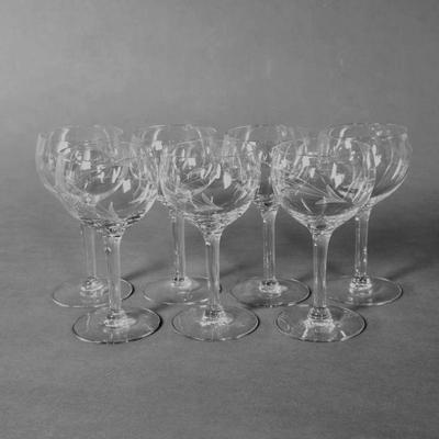 Vintage Etched Small Wine Glass / Cordial / Sherry