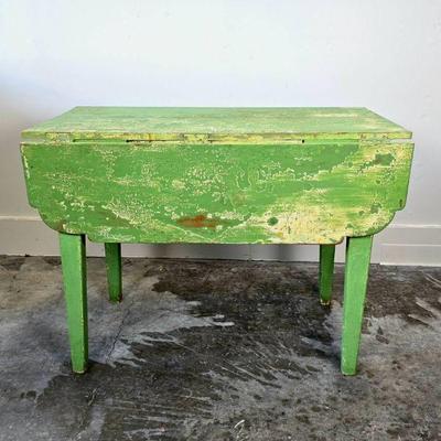 Antique Green Drop Leaf Farmhouse Table