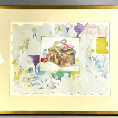 Bruce Bobick Watercolor Painting “Community Picnic”