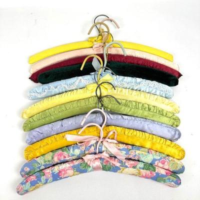Vintage Cloth Covered Padded Hangers - Set of 11
