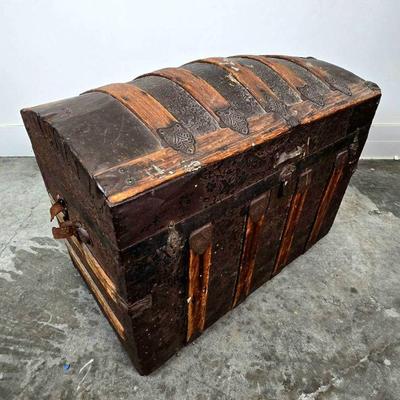 Antique Dome-Top Steamer Trunk