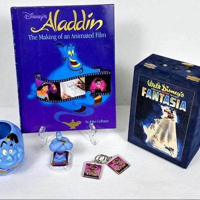 Disney’s Aladdin Memorabilia Book, Figurine, Genie Mug and Key Chains